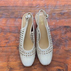 J. Crew Braided Slingback Heels in Metallic Gold